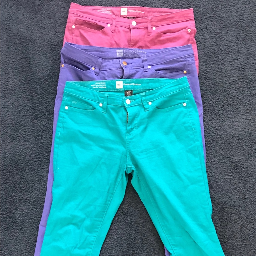 3 pairs Mossimo colored skinny jeans